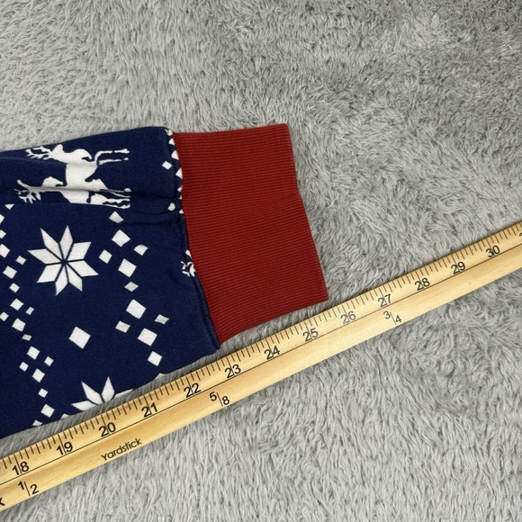 Tipsy Elves Pajamas Pants Fair Isle Blue Contrast Trim Christmas Reindeer - Picture 4 of 6